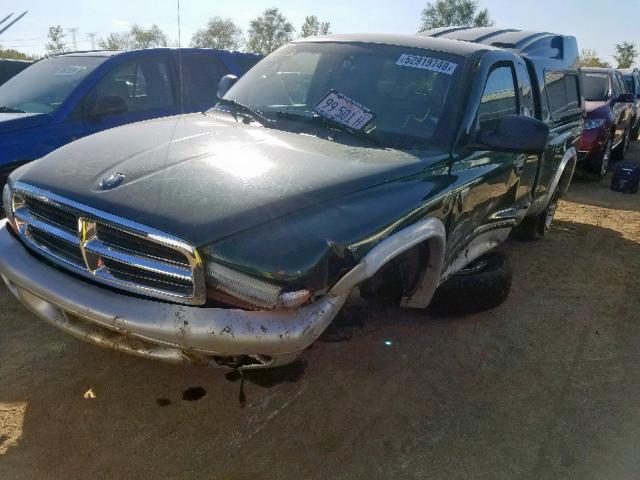 1B7GL42N52S522359 - 2002 DODGE DAKOTA SLT GREEN photo 2