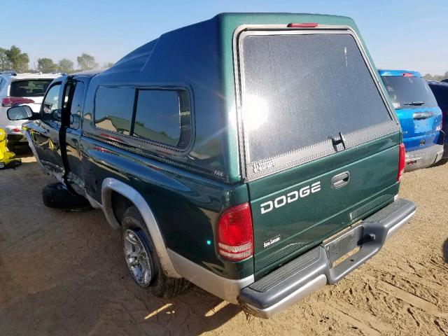 1B7GL42N52S522359 - 2002 DODGE DAKOTA SLT GREEN photo 3