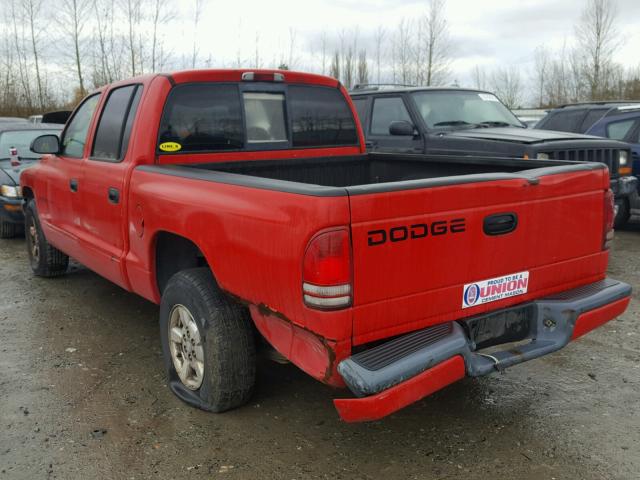 1B7HL38X42S521842 - 2002 DODGE DAKOTA QUA RED photo 3