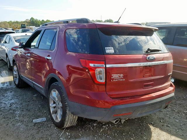 1FM5K7F88FGB18024 - 2015 FORD EXPLORER L RED photo 3