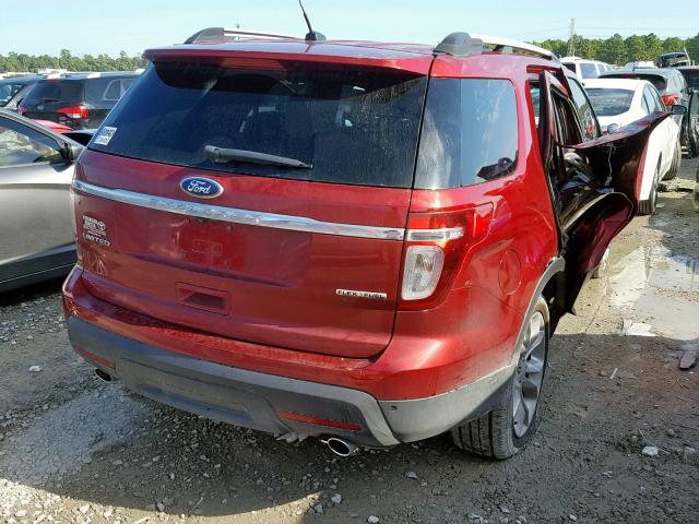 1FM5K7F88FGB18024 - 2015 FORD EXPLORER L RED photo 4