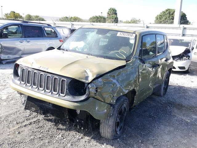 ZACCJAAT0FPB53471 - 2015 JEEP RENEGADE S GREEN photo 2