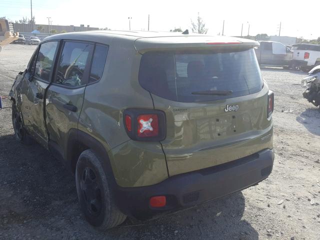 ZACCJAAT0FPB53471 - 2015 JEEP RENEGADE S GREEN photo 3