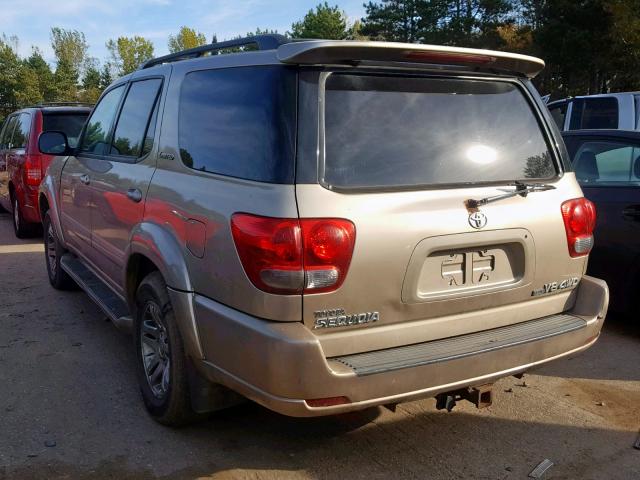 5TDBT48A15S252381 - 2005 TOYOTA SEQUOIA LI BEIGE photo 3