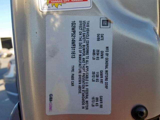 1G2WP5214WF311613 - 1998 PONTIAC GRAND PRIX Күміс фото 10