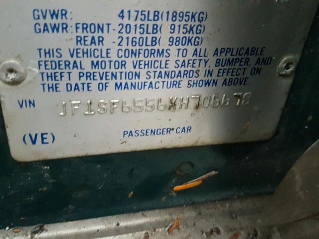 JF1SF6556XH706678 - 1999 SUBARU FORESTER S GREEN photo 10