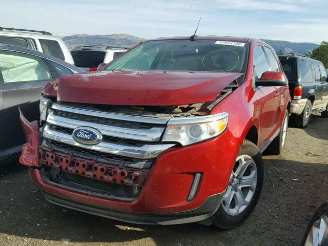 2FMDK3JC9EBB04736 - 2014 FORD EDGE SEL RED photo 2