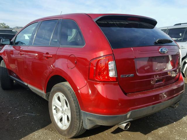 2FMDK3JC9EBB04736 - 2014 FORD EDGE SEL RED photo 3