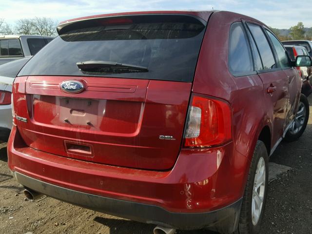 2FMDK3JC9EBB04736 - 2014 FORD EDGE SEL RED photo 4