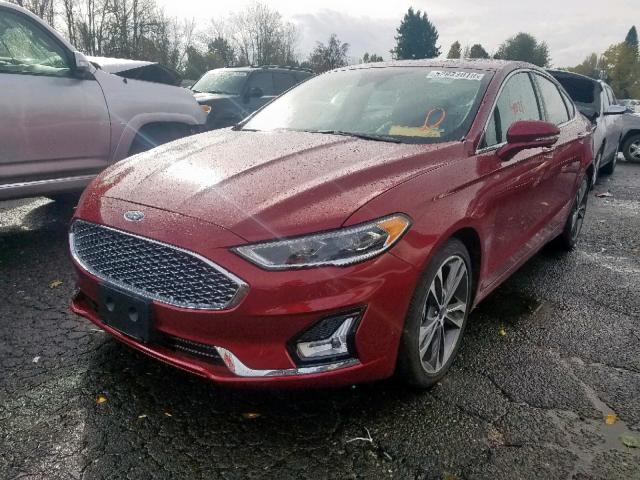 3FA6P0D95KR221522 - 2019 FORD FUSION TIT BURGUNDY photo 2