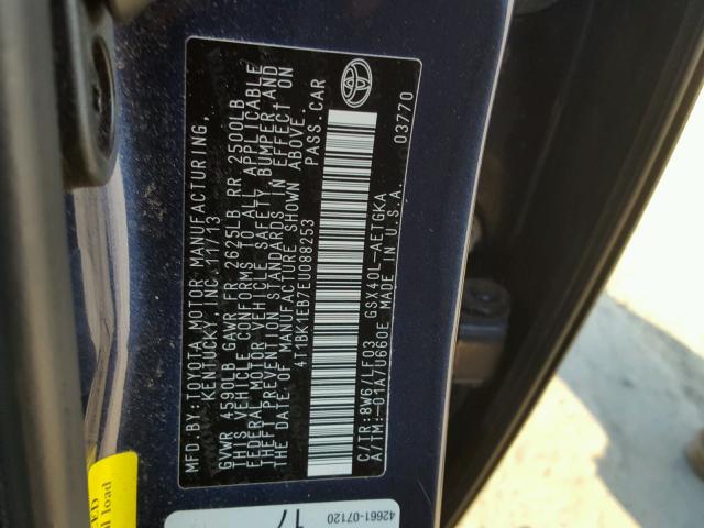 4T1BK1EB7EU088253 - 2014 TOYOTA AVALON BAS BLUE photo 10