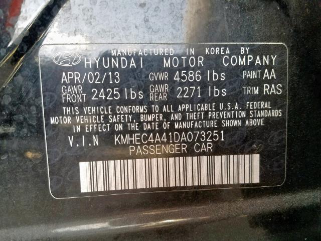 KMHEC4A41DA073251 - 2013 HYUNDAI SONATA HYB BLACK photo 10