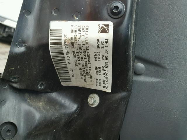 1G8AJ52F35Z176117 - 2005 SATURN ION LEVEL BLUE photo 10