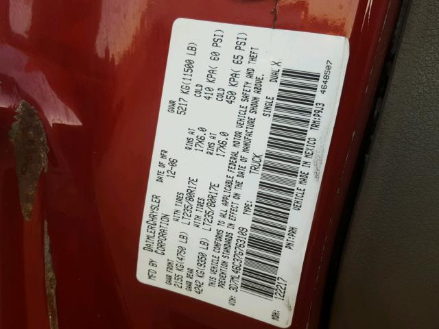 3D7ML46C37G763109 - 2007 DODGE RAM 3500 S RED photo 10