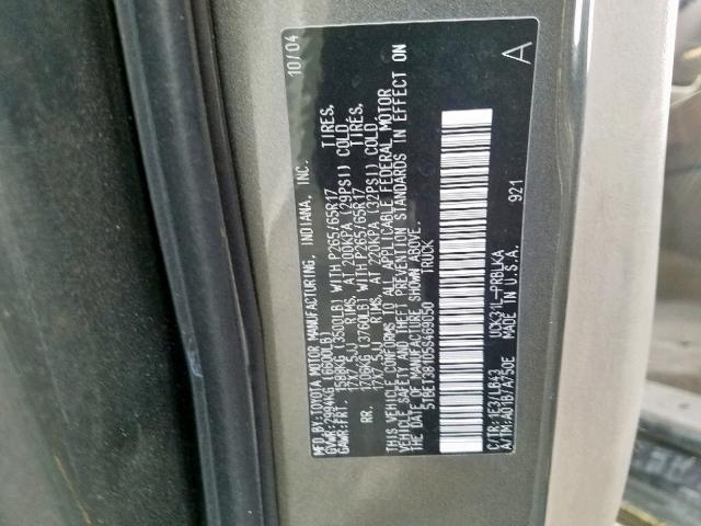 5TBET38105S469050 - 2005 TOYOTA TUNDRA DOU GRAY photo 10