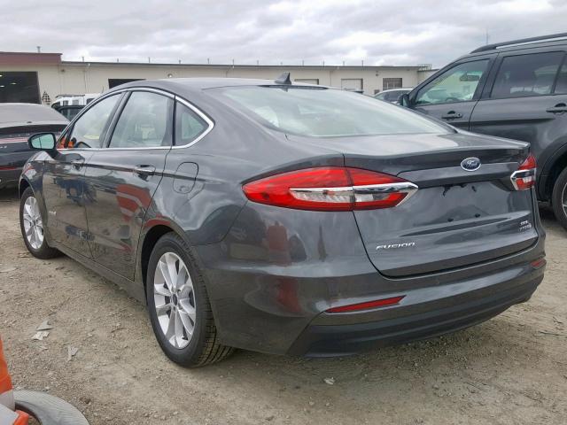 3FA6P0MU2KR262386 - 2019 FORD FUSION SEL GRAY photo 3