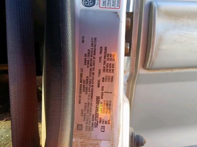 1GCJTDDE9A8146098 - 2010 CHEVROLET COLORADO L SILVER photo 10