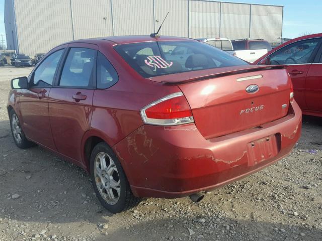 1FAHP36N89W145404 - 2009 FORD FOCUS SES MAROON photo 3