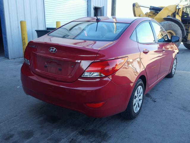 KMHCT4AE7GU981321 - 2016 HYUNDAI ACCENT SE RED photo 4