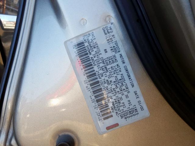 JT6HF10U7Y0123680 - 2000 LEXUS RX 300 TAN photo 10