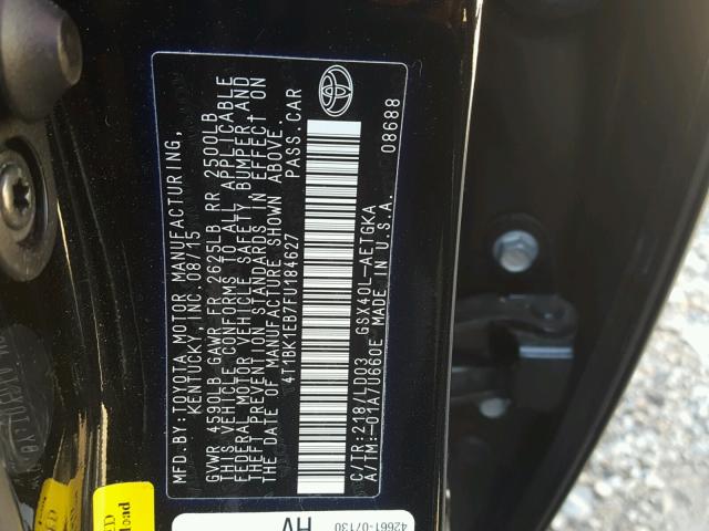 4T1BK1EB7FU184627 - 2015 TOYOTA AVALON XLE WHITE photo 10