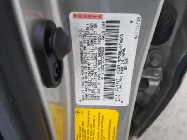 JTHBF30G720028868 - 2002 LEXUS ES 300 GRAY photo 10