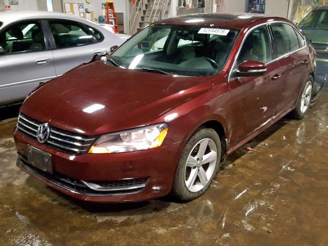 1VWBP7A33DC098934 - 2013 VOLKSWAGEN PASSAT SE MAROON photo 2