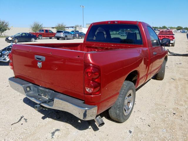 1D7HA16K07J631453 - 2007 DODGE RAM 1500 S RED photo 4