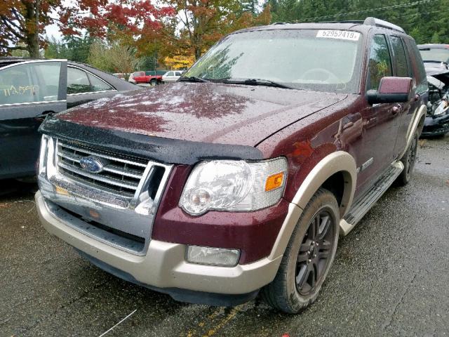 1FMEU74827UA66485 - 2007 FORD EXPLORER E MAROON photo 2