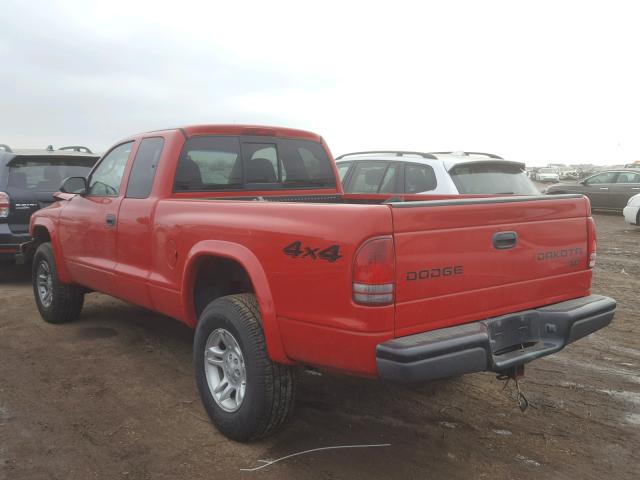 1D7HG12K74S640998 - 2004 DODGE DAKOTA SXT RED photo 3