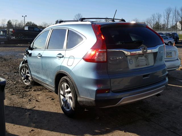 2HKRM4H70FH612585 - 2015 HONDA CR-V EXL BLUE photo 3