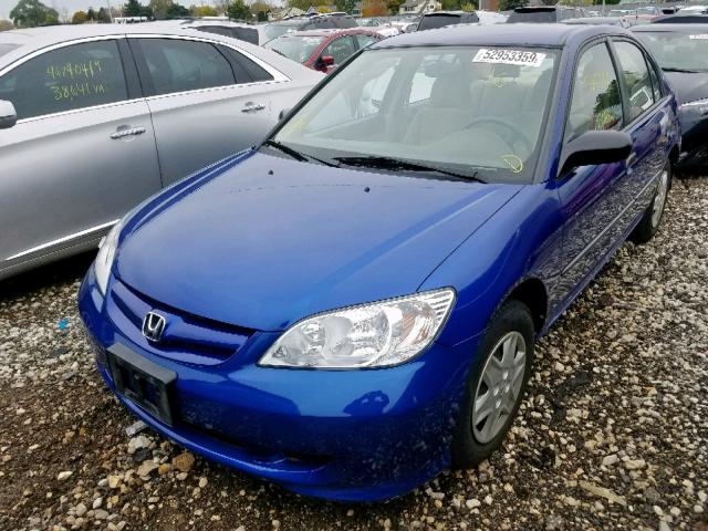 1HGES16474L014709 - 2004 HONDA CIVIC DX BLUE photo 2