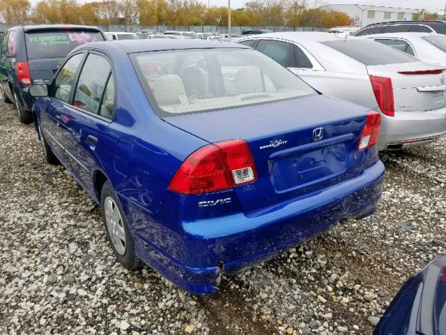 1HGES16474L014709 - 2004 HONDA CIVIC DX BLUE photo 3