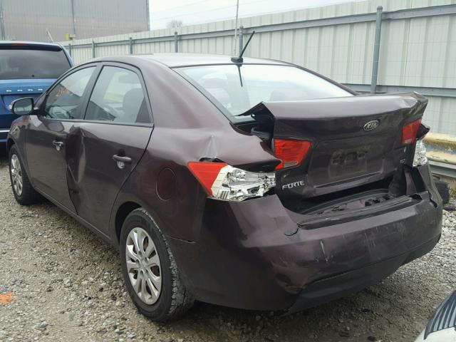 KNAFU4A21A5065804 - 2010 KIA FORTE EX MAROON photo 3