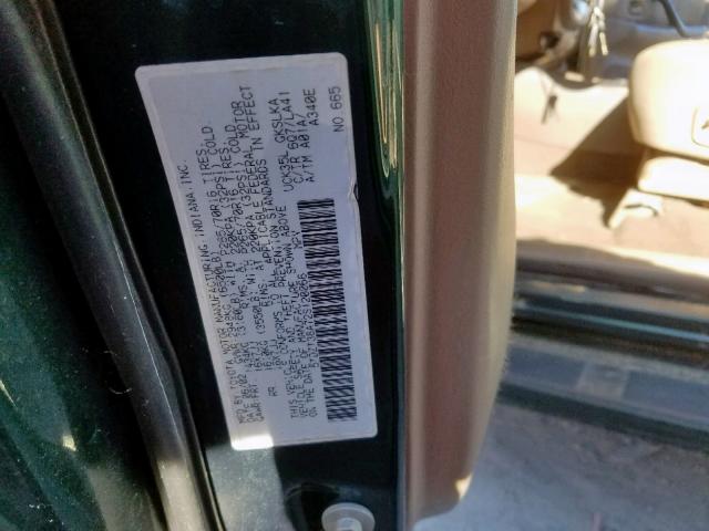 5TDZT38A72S120066 - 2002 TOYOTA SEQUOIA LI GREEN photo 10