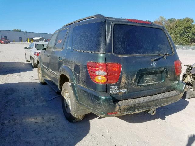 5TDZT38A72S120066 - 2002 TOYOTA SEQUOIA LI GREEN photo 3