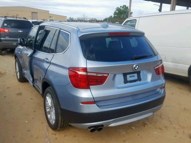 5UXWX9C51DL874202 - 2013 BMW X3 XDRIVE2 BLUE photo 3