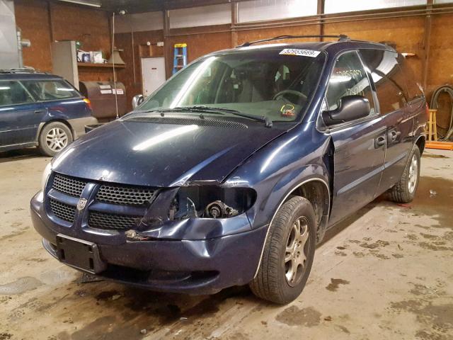 1D4GP25R23B282506 - 2003 DODGE CARAVAN SE BLUE photo 2