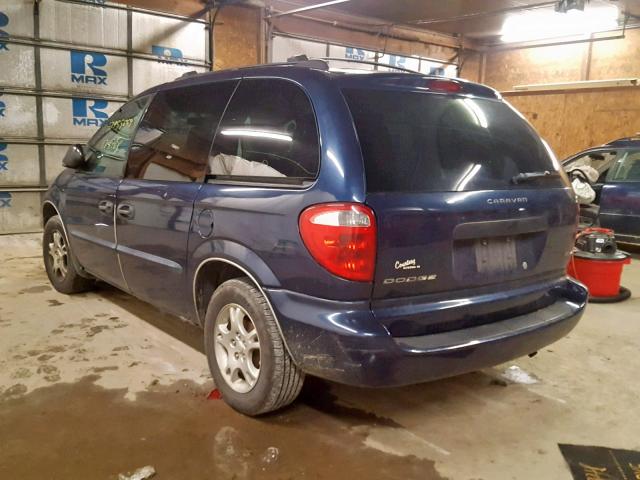 1D4GP25R23B282506 - 2003 DODGE CARAVAN SE BLUE photo 3