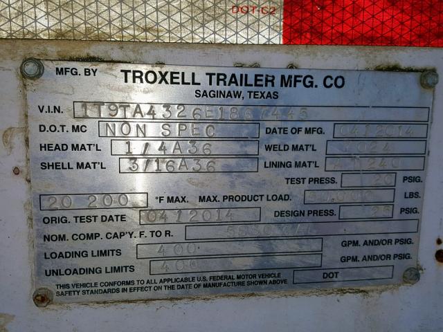 1T9TA4326E1867445 - 2014 TROX TANKER TLR WHITE photo 10