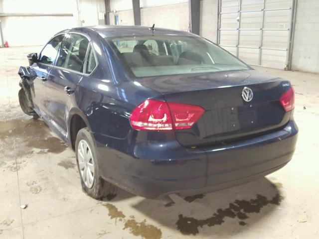 1VWAP7A36CC085539 - 2012 VOLKSWAGEN PASSAT S BLUE photo 3