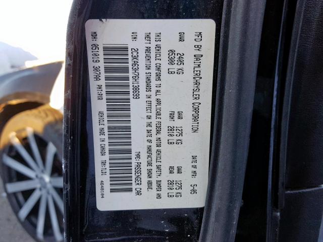 2C3KA63H76H138699 - 2006 CHRYSLER 300C BLACK photo 10