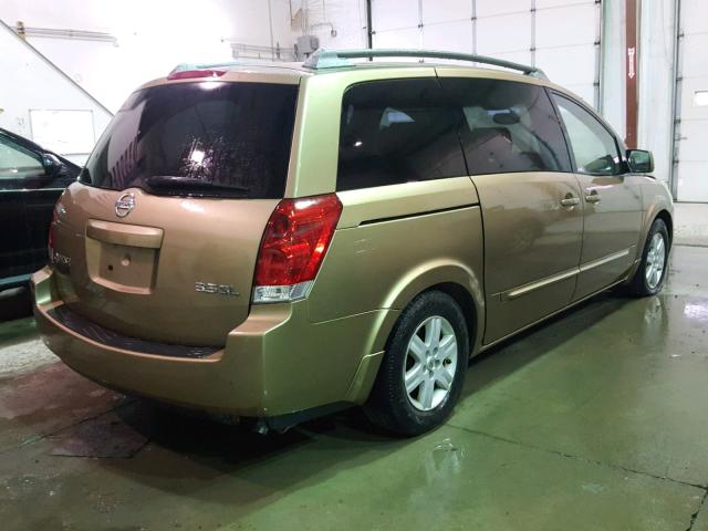 5N1BV28U24N331387 - 2004 NISSAN QUEST S GOLD photo 4