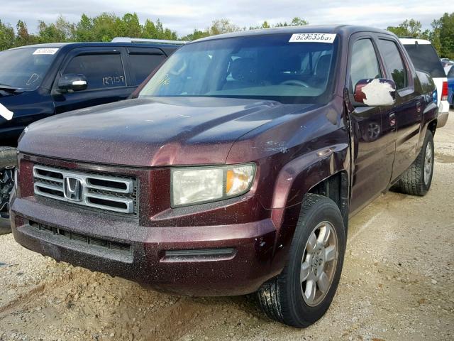 2HJYK16547H535811 - 2007 HONDA RIDGELINE BURGUNDY photo 2