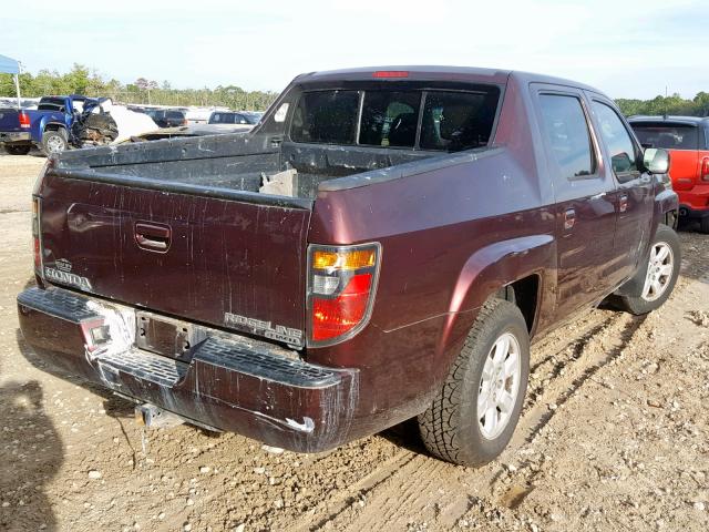 2HJYK16547H535811 - 2007 HONDA RIDGELINE BURGUNDY photo 4