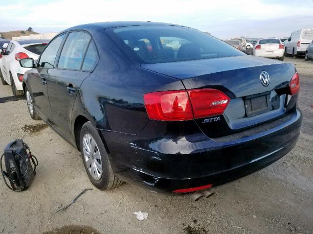 3VW2K7AJ5DM391665 - 2013 VOLKSWAGEN JETTA BASE 黑色 照片 3