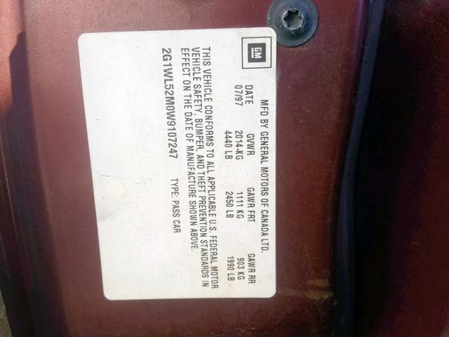 2G1WL52M0W9107247 - 1998 CHEVROLET LUMINA BAS RED photo 10