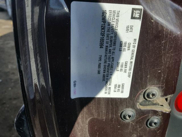 1G2WP12K72F165994 - 2002 PONTIAC GRAND PRIX MAROON photo 10