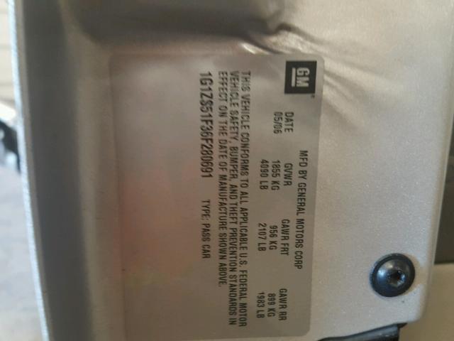 1G1ZS51F36F280691 - 2006 CHEVROLET MALIBU LS SILVER photo 10