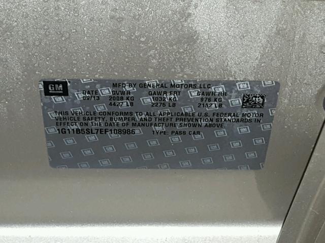 1G11B5SL7EF108986 - 2014 CHEVROLET MALIBU LS 米色 照片 10